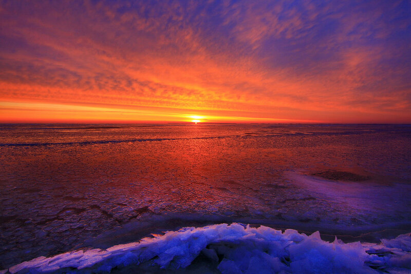 Sunset over Icy Sea — Orange