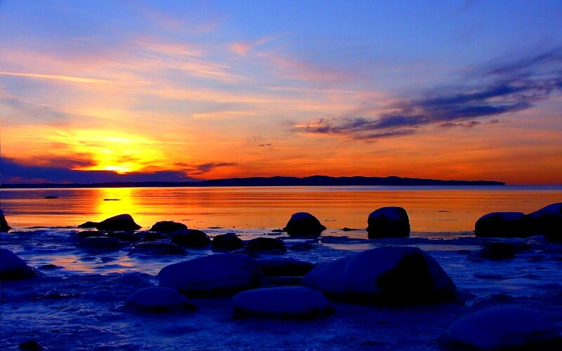 Sunset over Icy Shore — Orange