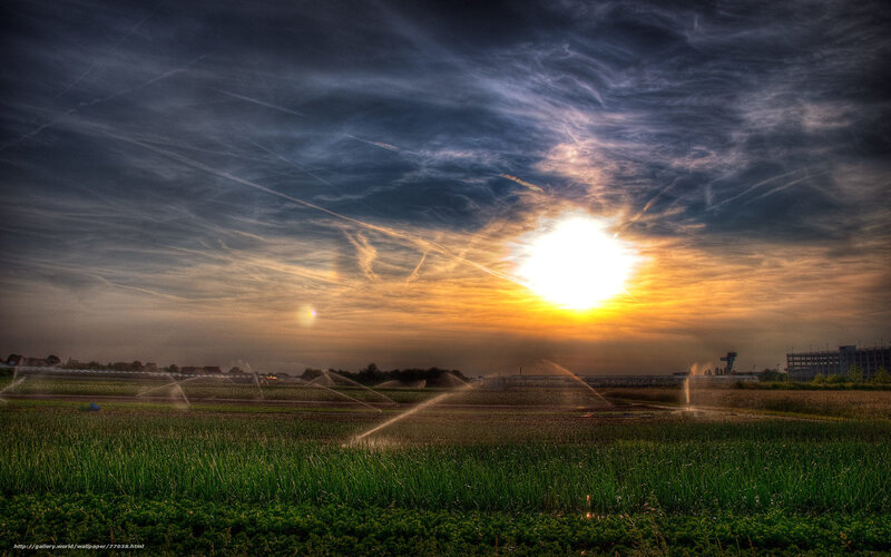Sunset over Irrigated Fields