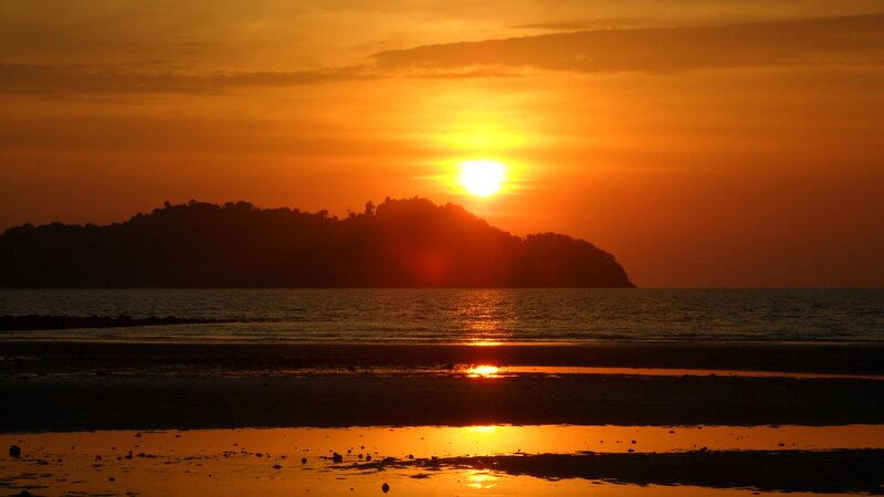 Sunset over Island — Orange, Serene