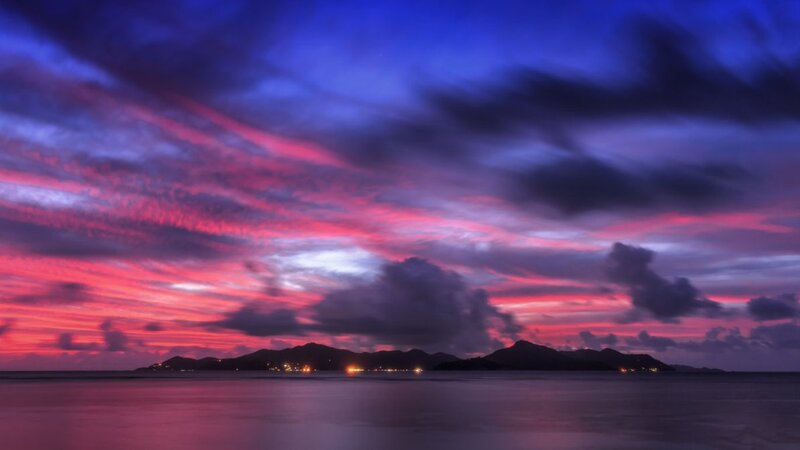 Sunset over Island — Purple, Dramatic