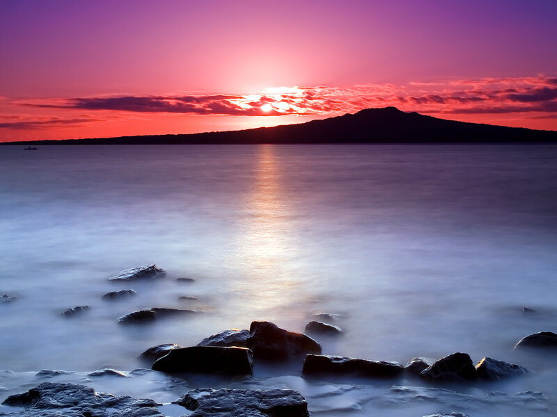 Sunset over Island — Purple, Serene