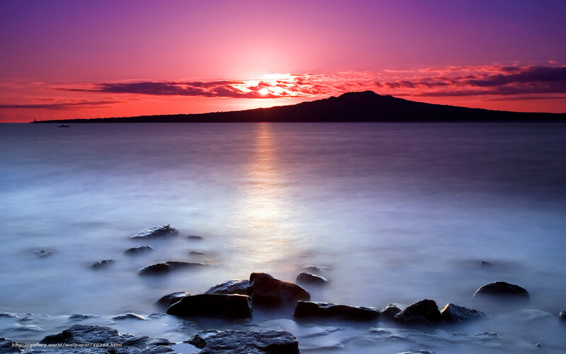 Sunset over Island — Purple
