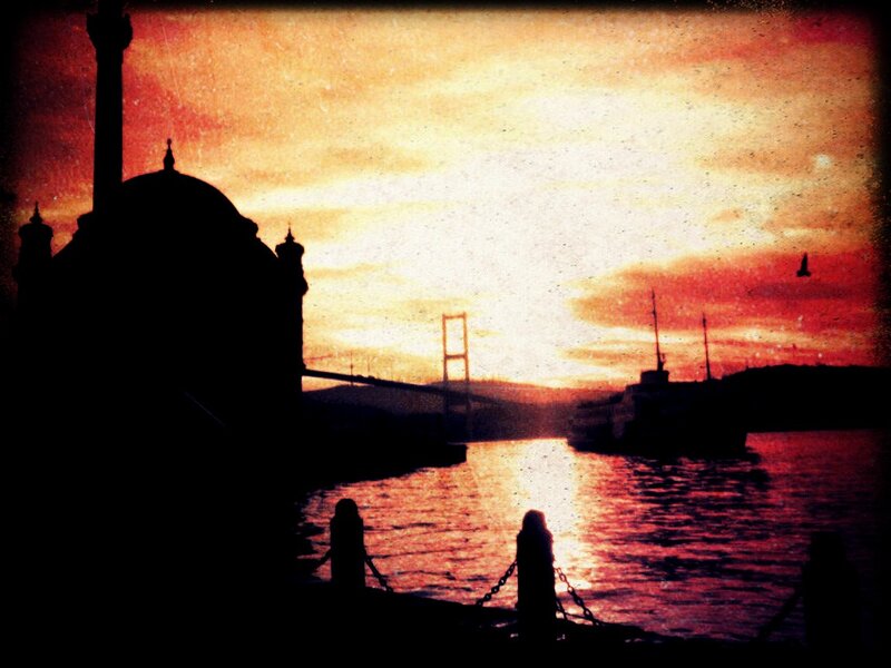 Sunset over Istanbul harbor