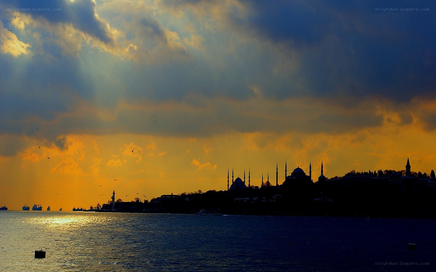 Sunset over Istanbul skyline