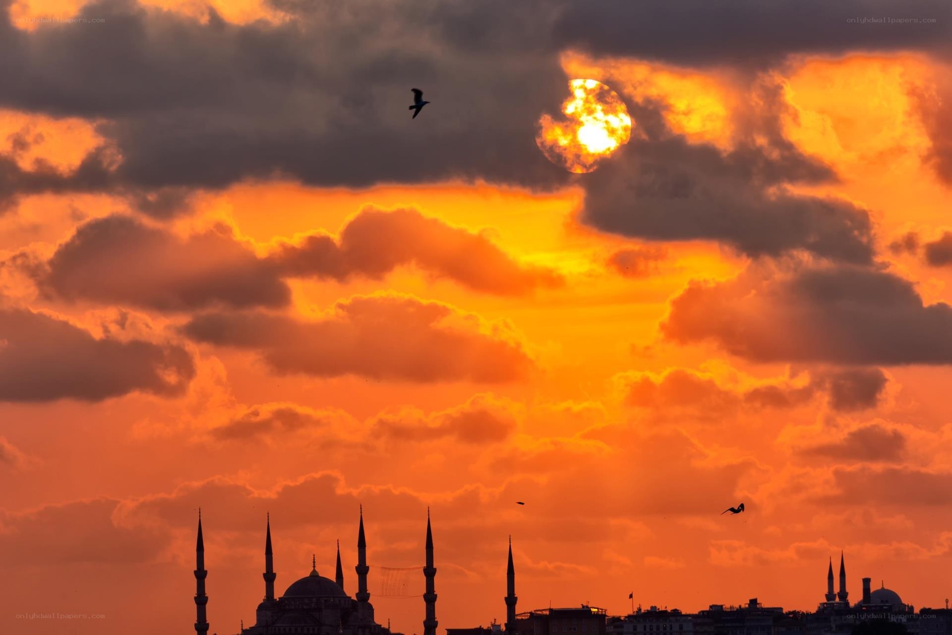 Sunset over Istanbul skyline