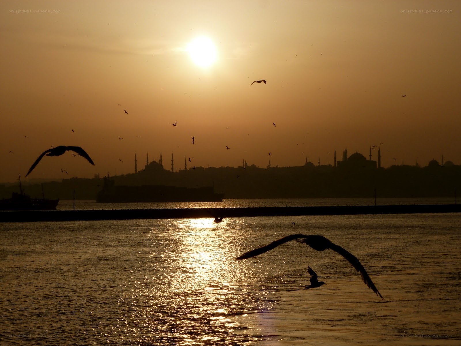 Sunset over Istanbul skyline
