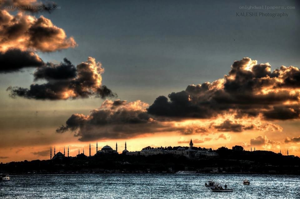 sunset over istanbul skyline