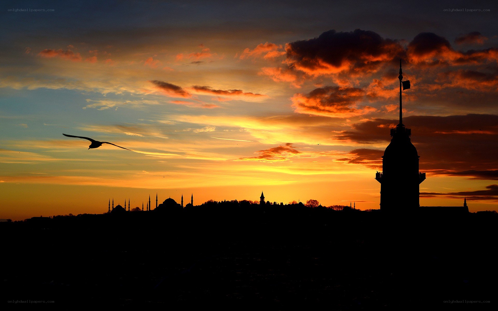Sunset over Istanbul skyline