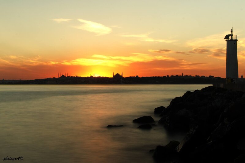 Sunset over Istanbul skyline