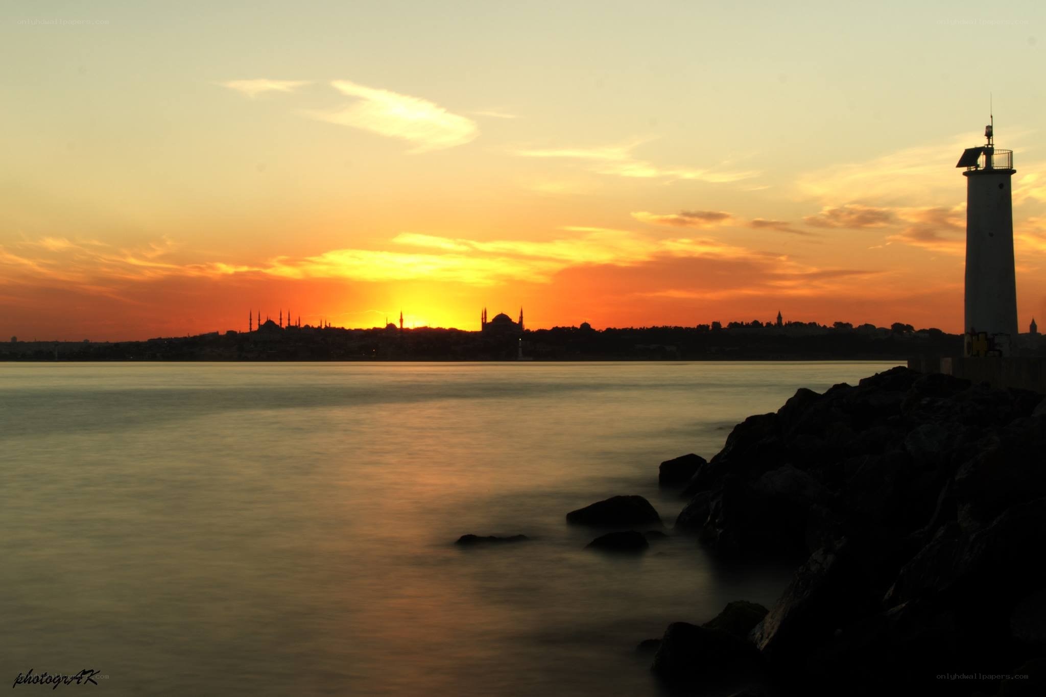 Sunset over Istanbul skyline