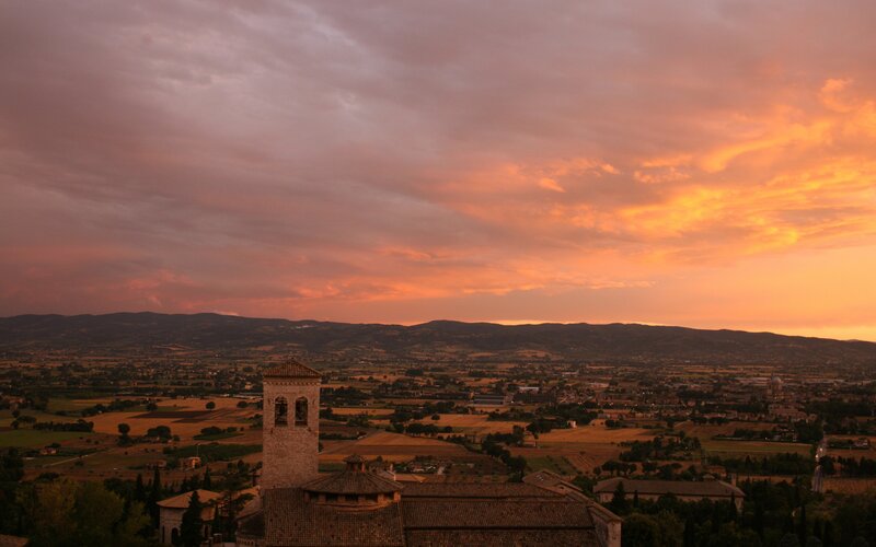 Sunset over Italian countryside