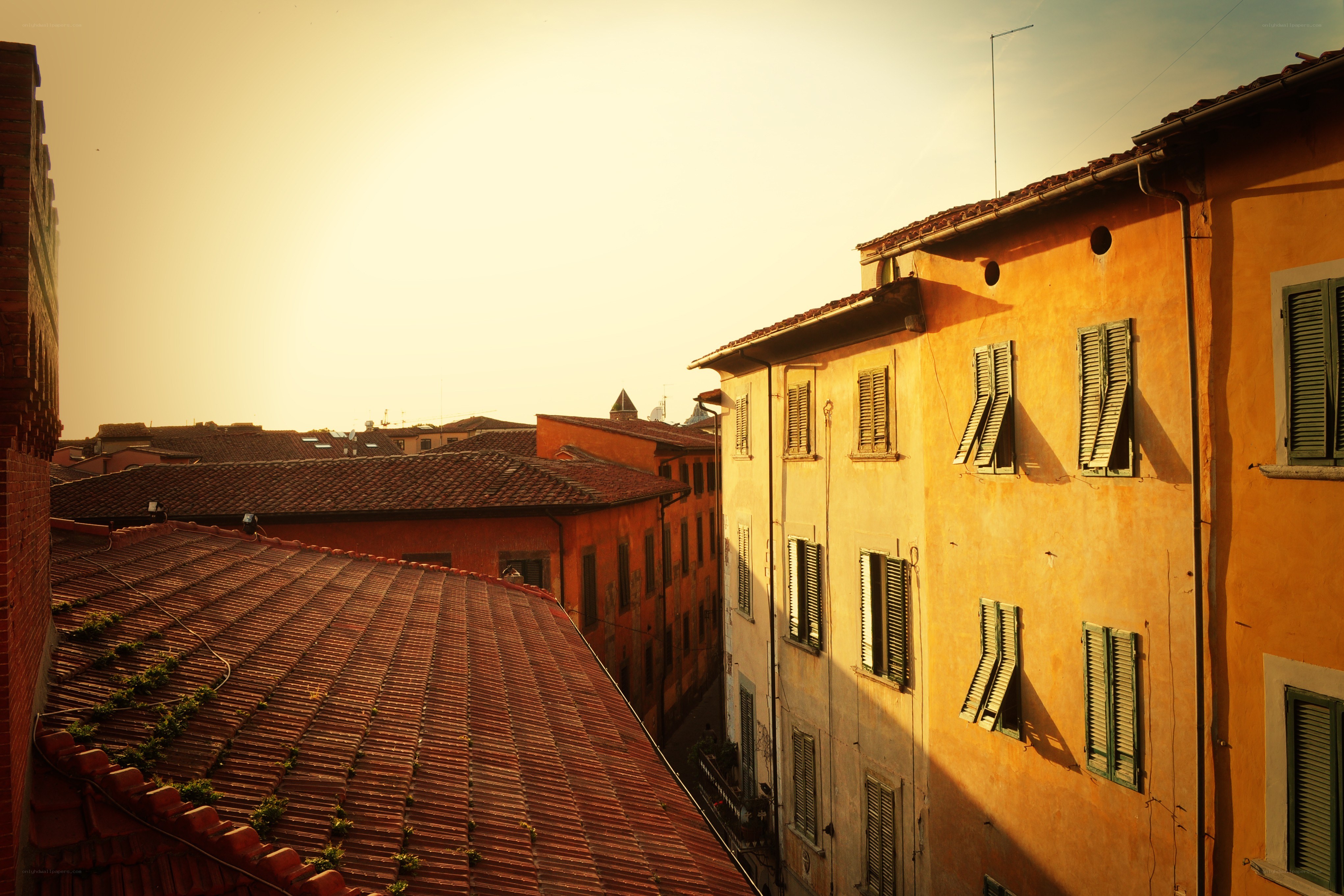 Sunset over Italian rooftops
