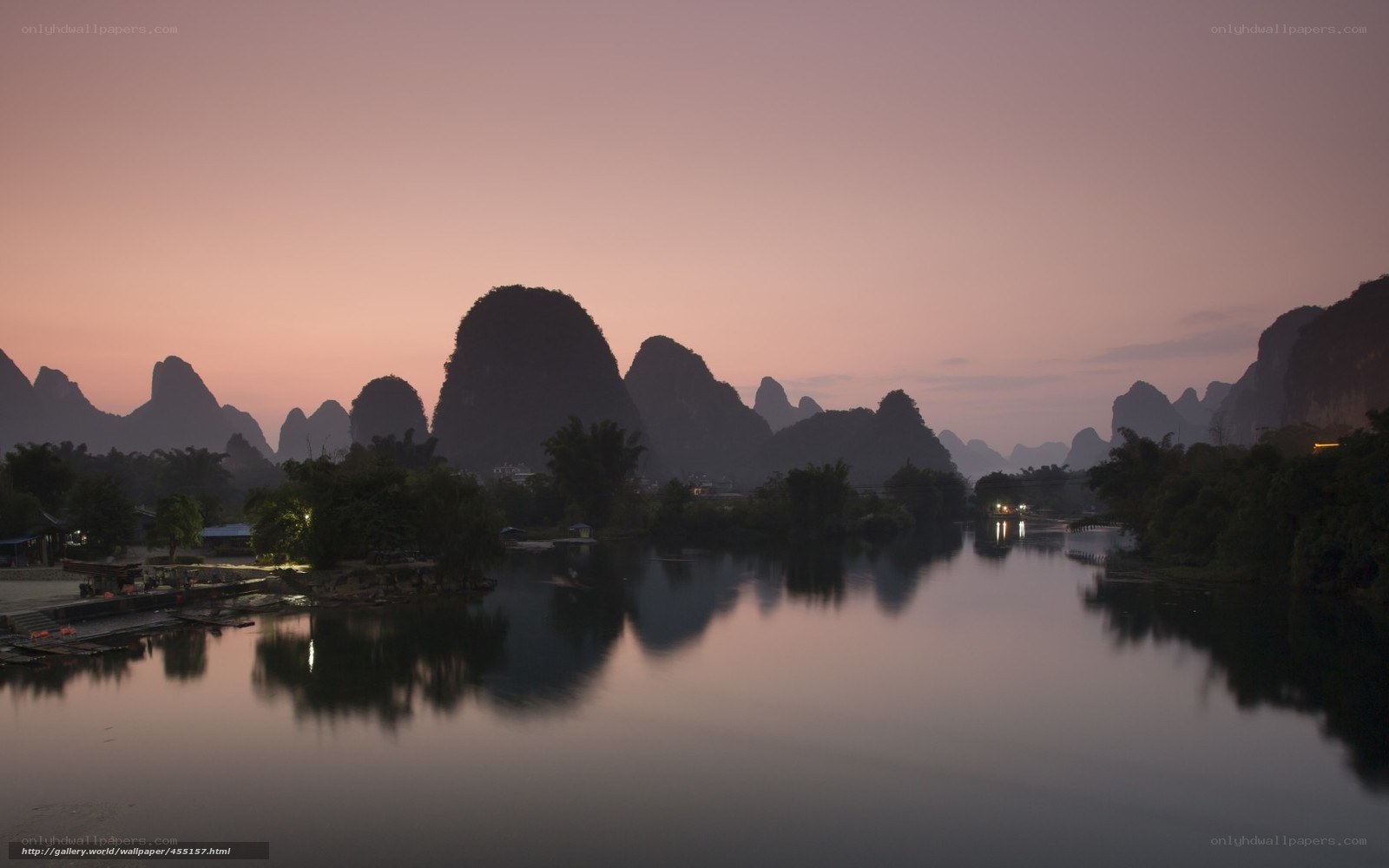 Sunset over karst mountains