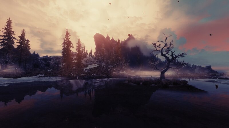 Sunset over Lake and Forest