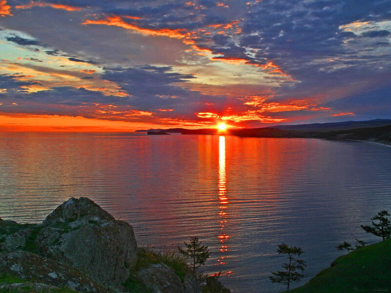 Sunset over Lake Baikal — Orange