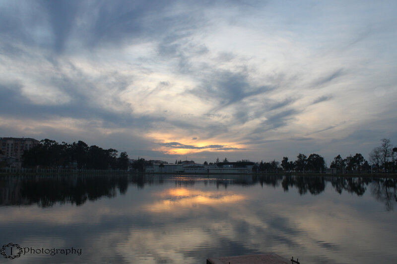 Sunset over Lake — Blue, Calm
