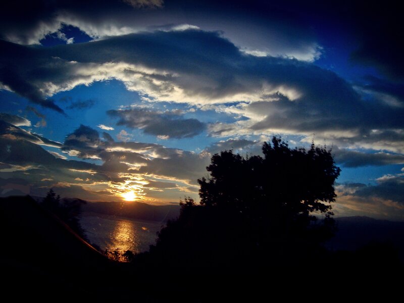Sunset over Lake — Blue, Dramatic, Photograph