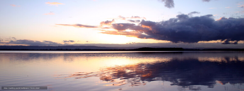 Sunset over Lake — Blue, Serene, Photograph, Clouds