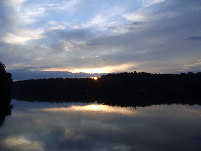 Sunset over Lake — Blue, Serene, Photograph, Sun, Trees