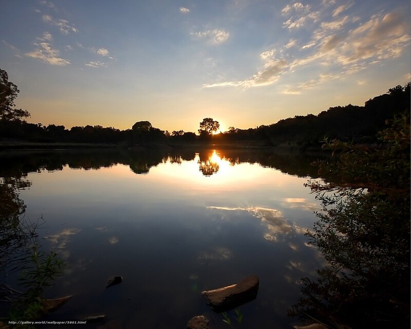 Sunset over Lake — Blue, Serene, Photograph