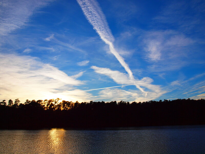 Sunset over Lake — Blue, Serene, Photograph, Trees