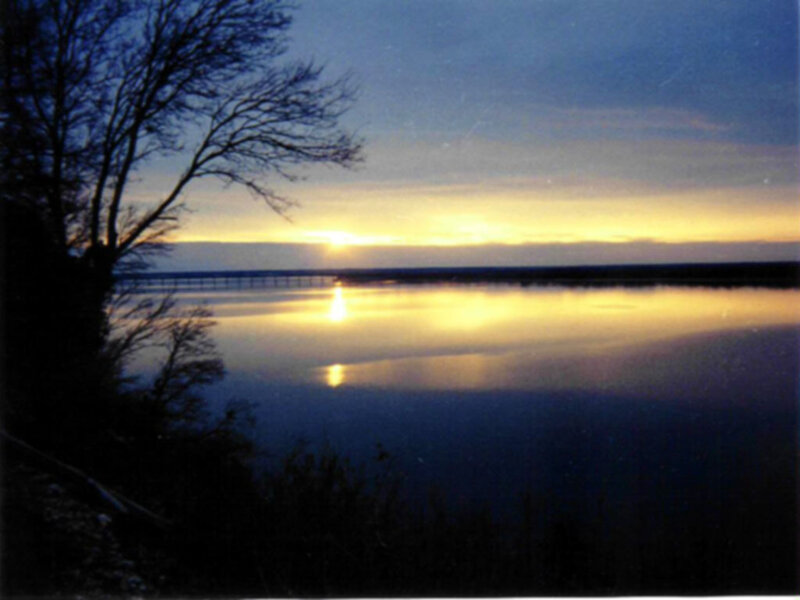 Sunset over Lake — Blue, Serene