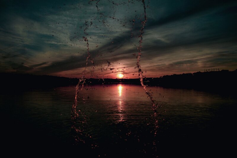 Sunset over Lake — Dark Blue