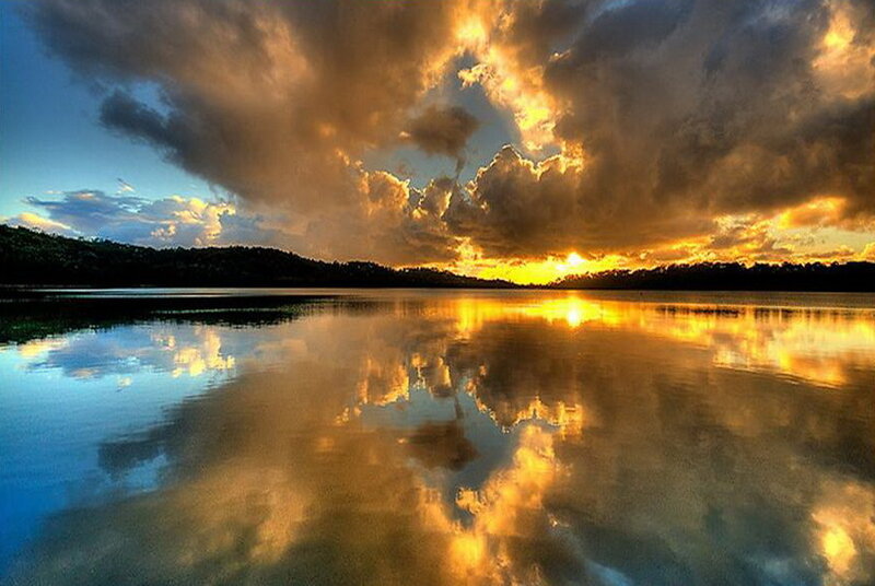 Sunset over Lake — Gold, Dramatic