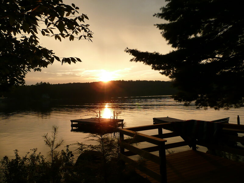 Sunset over Lake — Gold, Serene, Photograph, Dock