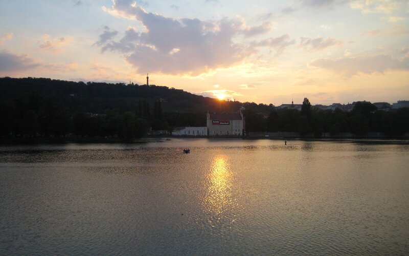 Sunset over Lake — Gold, Serene, Photograph, Sun