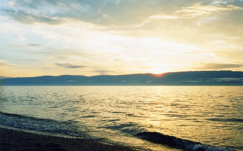 Sunset over Lake — Gold