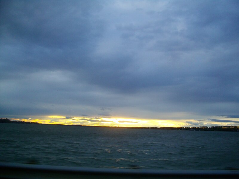 Sunset over Lake — Gray, Calm