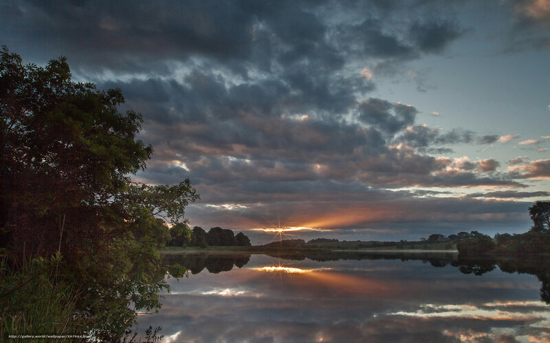 Sunset over Lake — Gray, Dramatic, Photograph