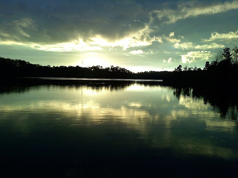 Sunset over Lake — Green, Dramatic