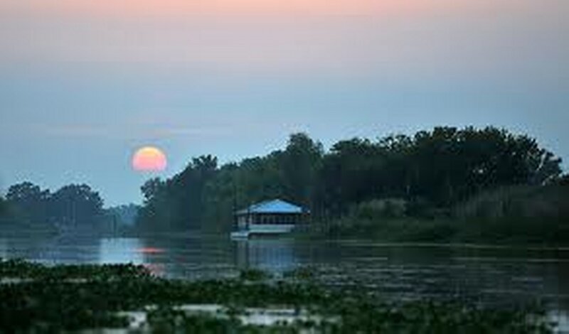 Sunset over Lake House — Blue