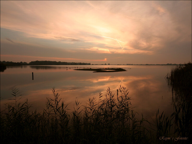 Sunset over Lake — Orange, Serene, Photograph, Reeds