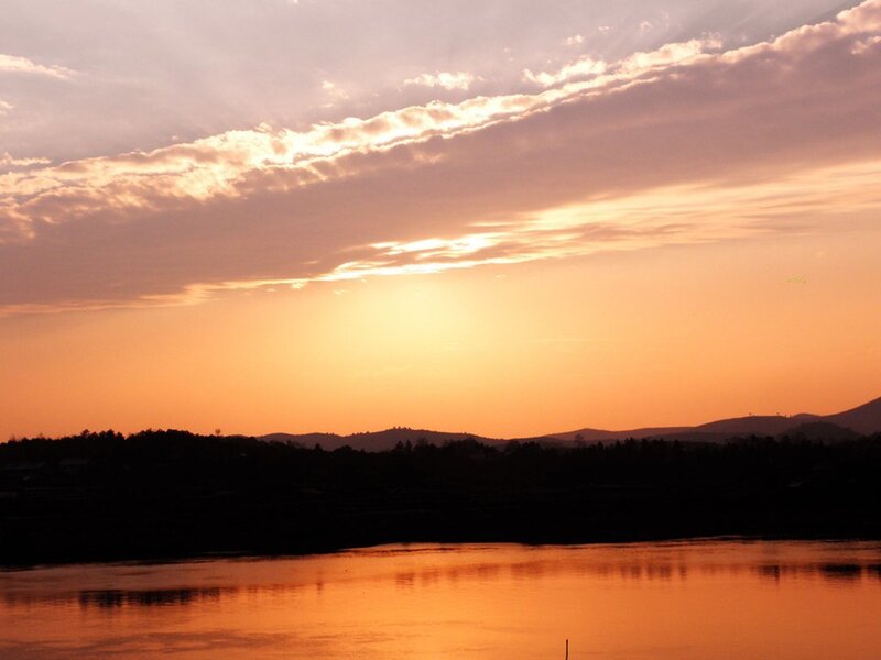 Sunset over Lake — Orange, Serene, Photograph, Sky