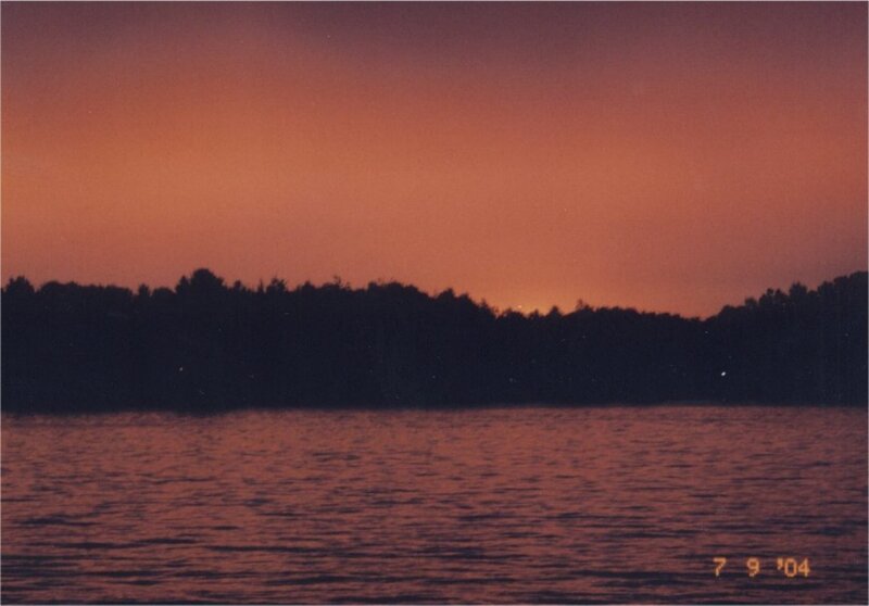 Sunset over Lake — Orange, Serene, Photograph, Trees, Sky, Water, Purple, Black