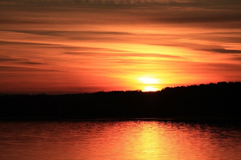 Sunset over Lake — Orange, Water