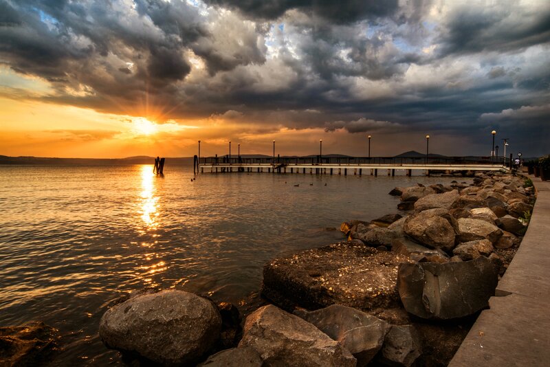 Sunset over Lake Pier