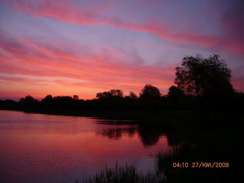 Sunset over Lake — Pink, Dramatic, Photograph