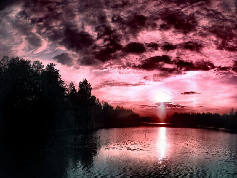 Sunset over Lake — Pink, Dramatic