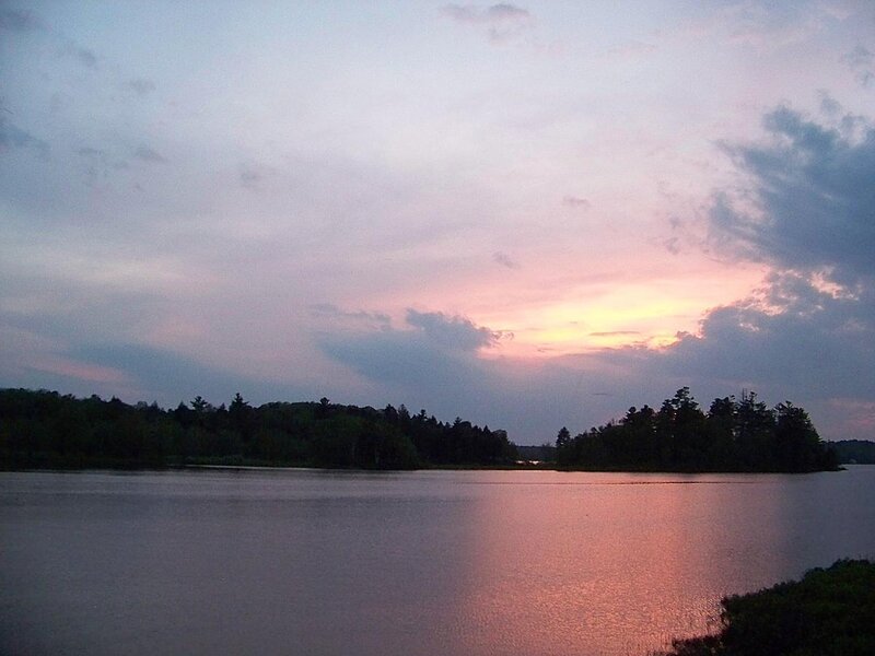 Sunset over Lake — Pink, Serene, Photograph