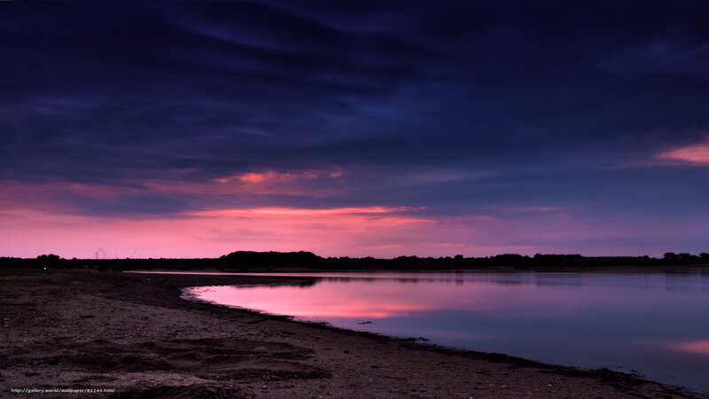 Sunset over Lake — Purple, Dramatic, Photograph, Sky