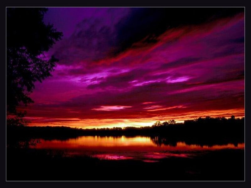 Sunset over Lake — Purple, Dramatic