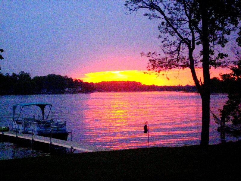 Sunset over Lake — Purple, Serene, Photograph, Boat