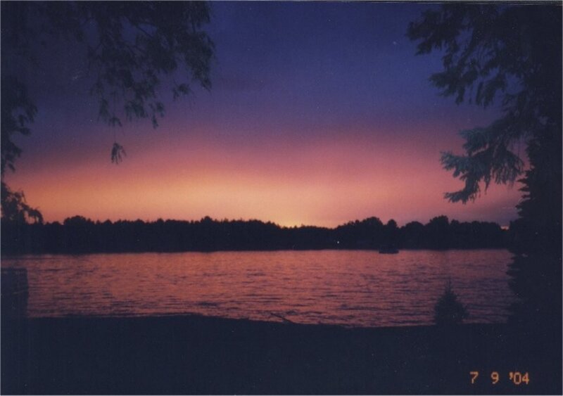 Sunset over Lake — Purple, Serene, Photograph, Trees, Sky, Water, Orange