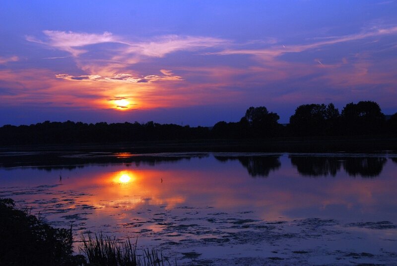 Sunset over Lake — Purple, Serene