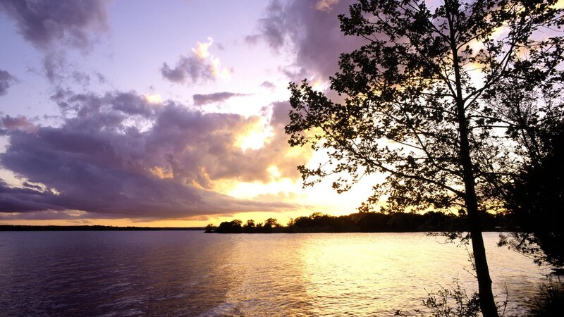 Sunset over Lake — Purple, Water